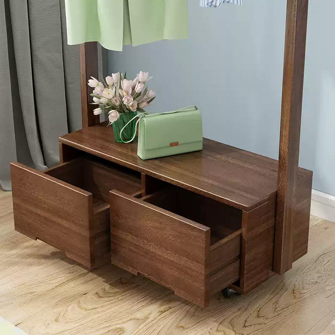 Ashford Walnut Finish Standing Clothes Rack