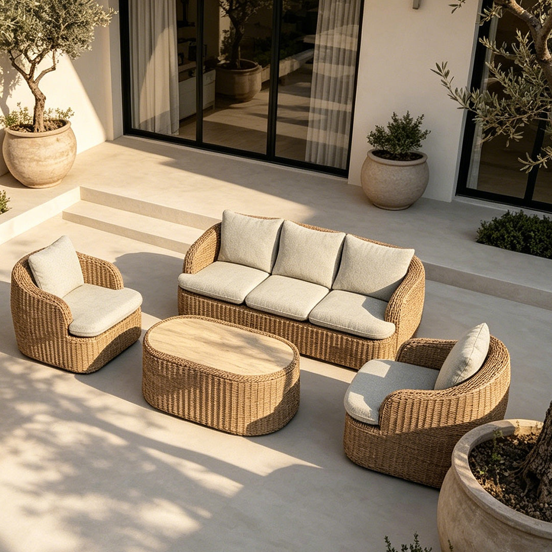 Noah Natural Wicker Outdoor Seating Set