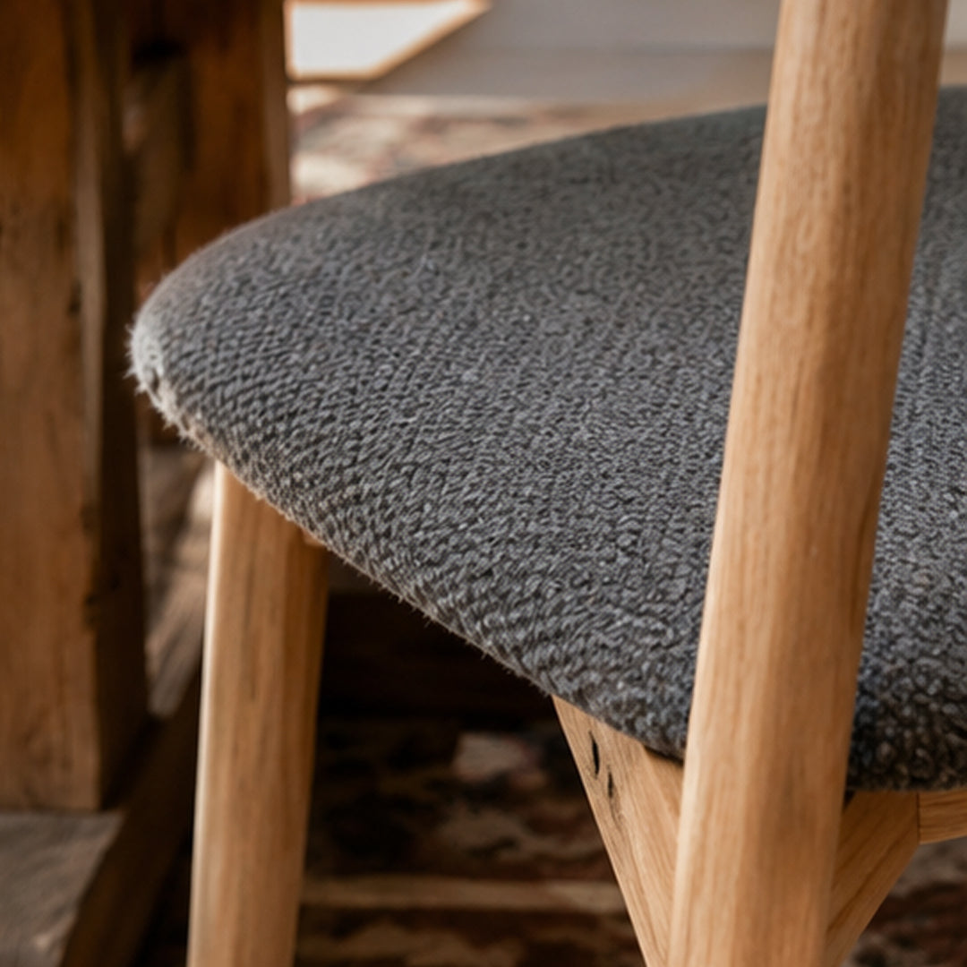 August Natural Wood And Grey Fabric Dining Chair