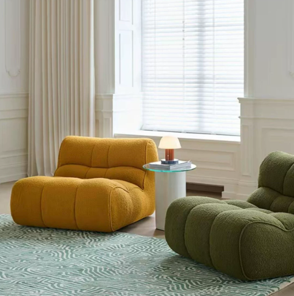 Freehand Caterpillar Sofa for Bedroom and Living Room, Creamy Style Lazy Relaxing Single Recliner