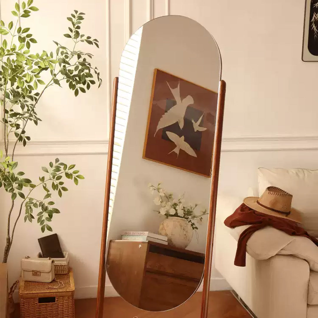 Maribel Walnut Frame Freestanding Mirror