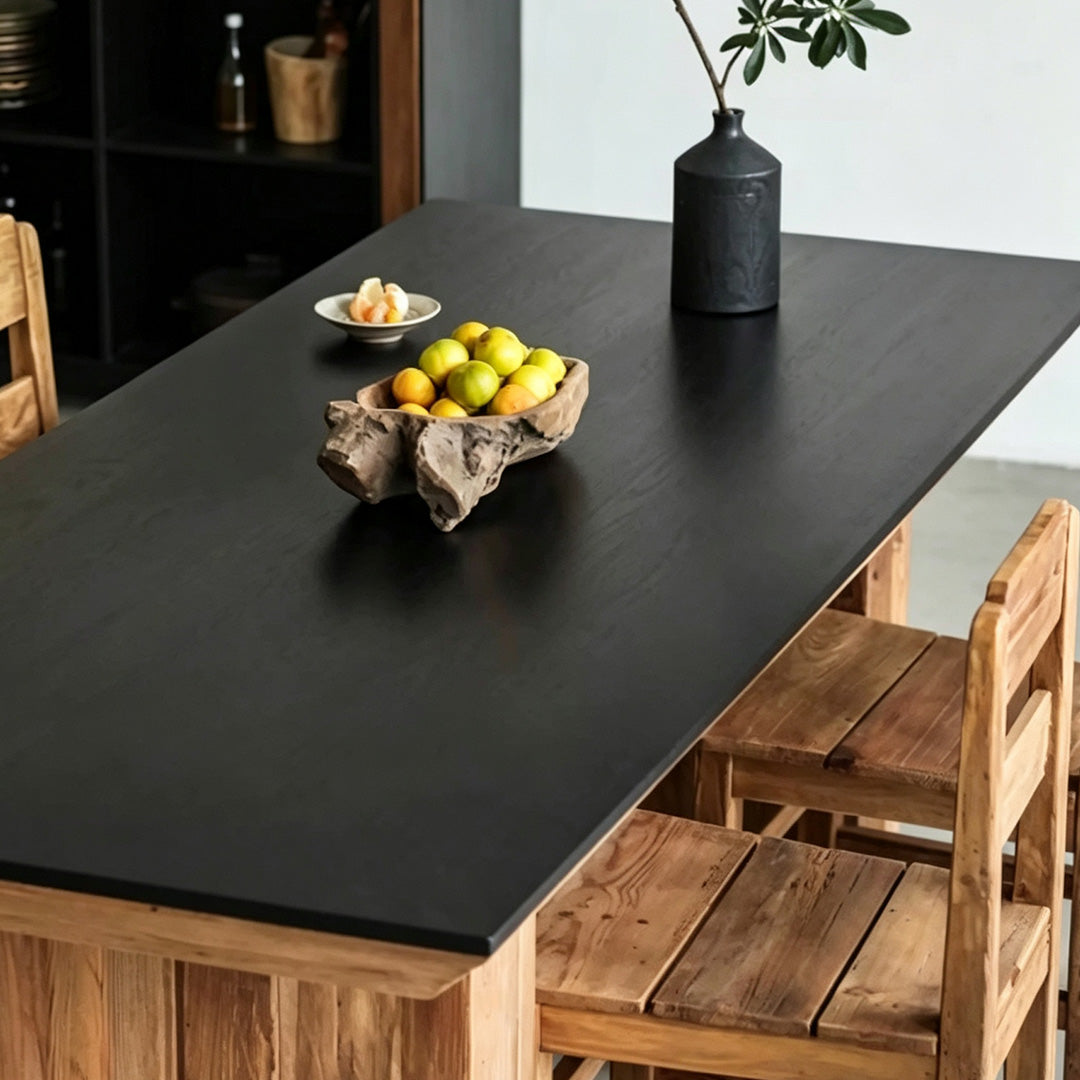 Hugh Natural Wood And Matte Black Dining Table