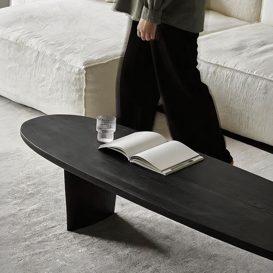 Carew Black Solid Wood Oval Coffee Table