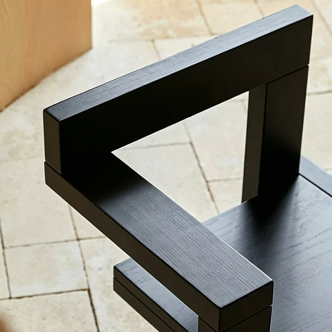 Brock Black Oak Geometric Armchair