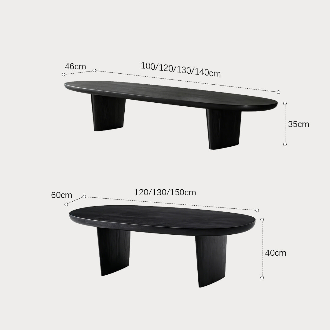 Carew Black Solid Wood Oval Coffee Table