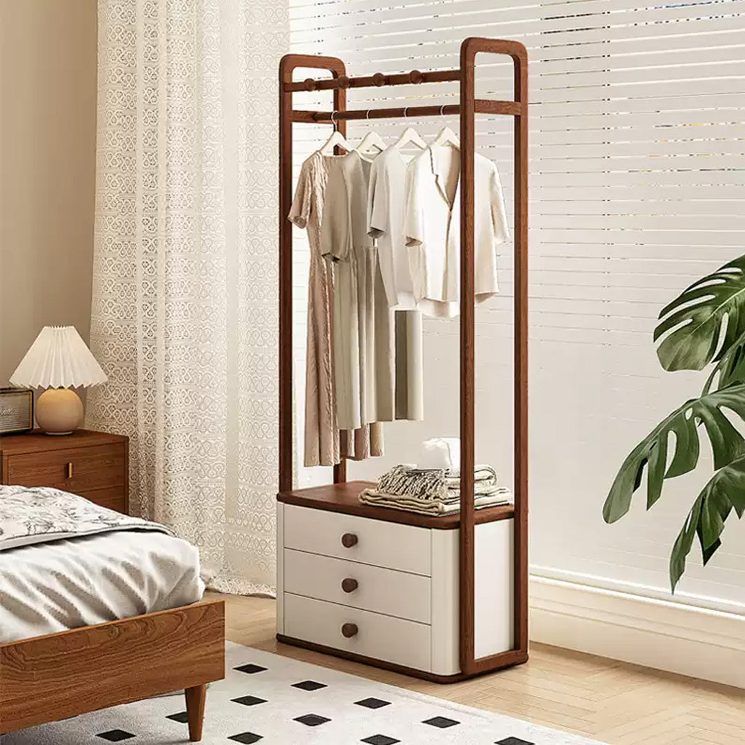 Sigurd Walnut And Cream Freestanding Garment Rack