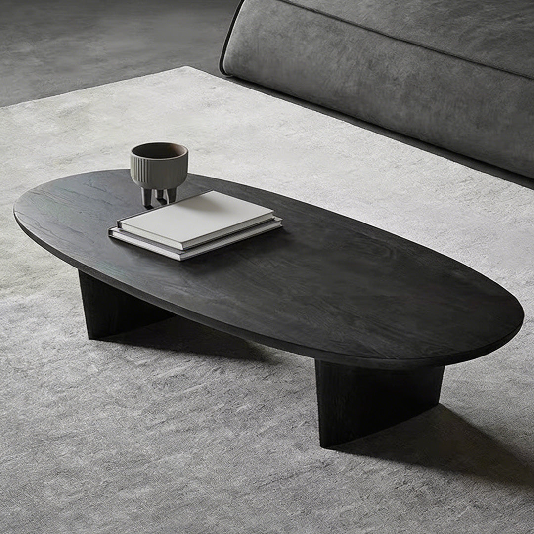 Carew Black Solid Wood Oval Coffee Table