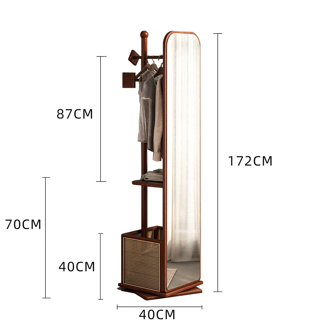 Brentwood Walnut Full-length Storage Mirror Stand