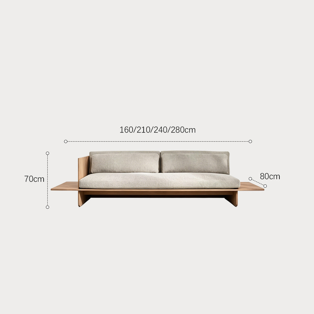 Craigie oak and light grey sofa dimension diagram