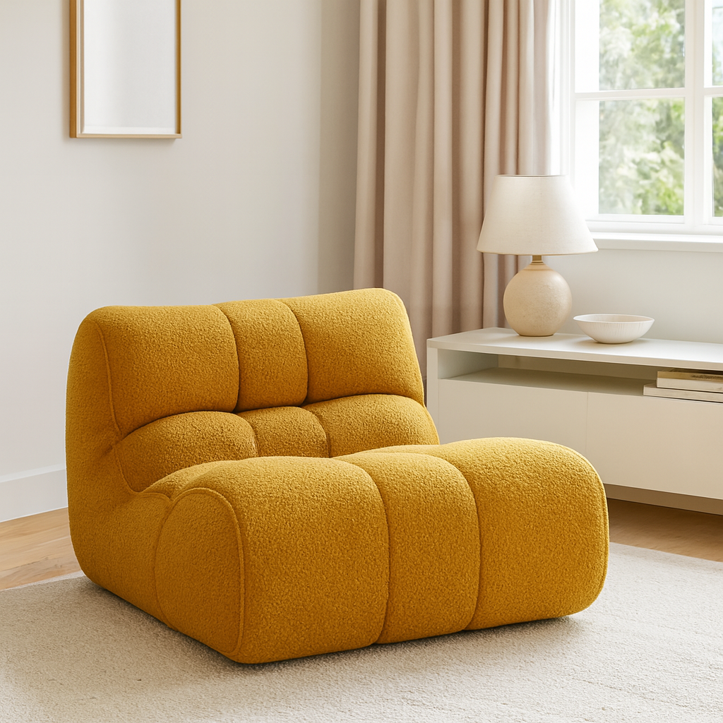 Freehand Caterpillar Sofa for Bedroom and Living Room, Creamy Style Lazy Relaxing Single Recliner lifestyle scene image