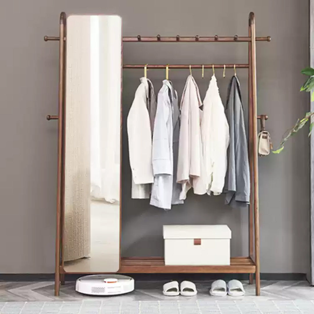 Larkspur Walnut Finish Hallway Mirror Rack