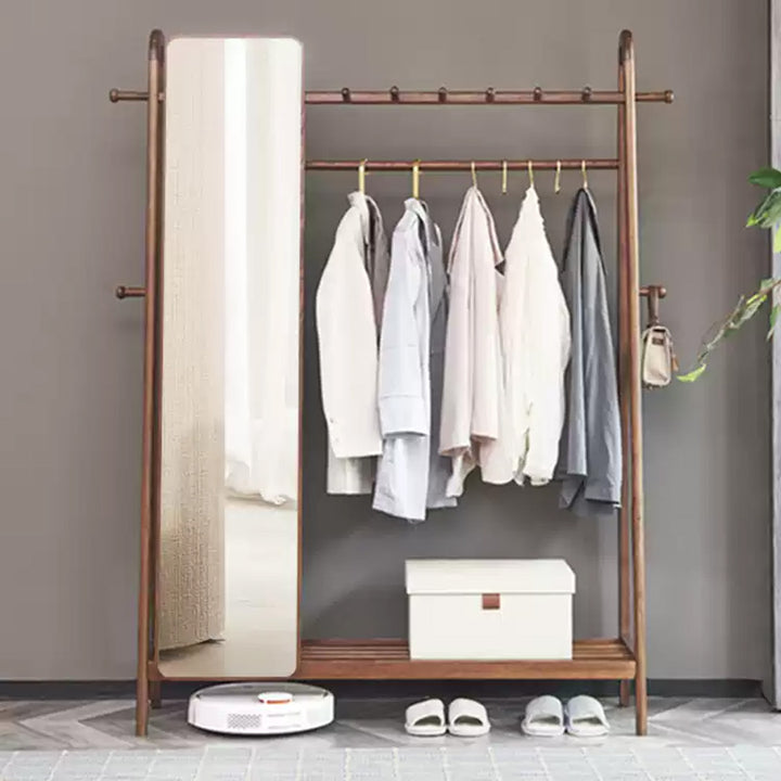 Larkspur Walnut Finish Hallway Mirror Rack