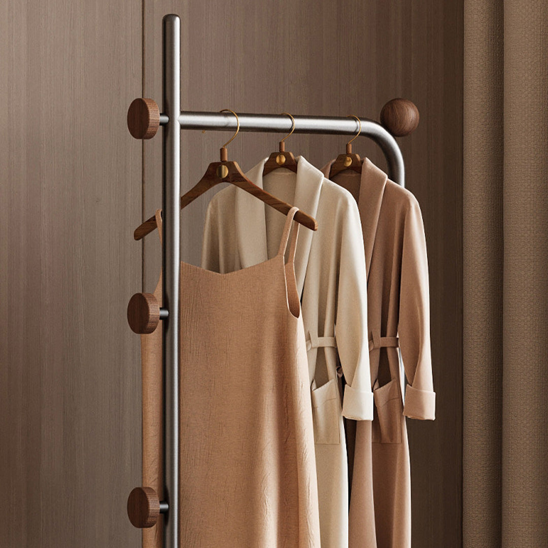 Garrett Matte Black Metal And Brown Circular Rack Stand