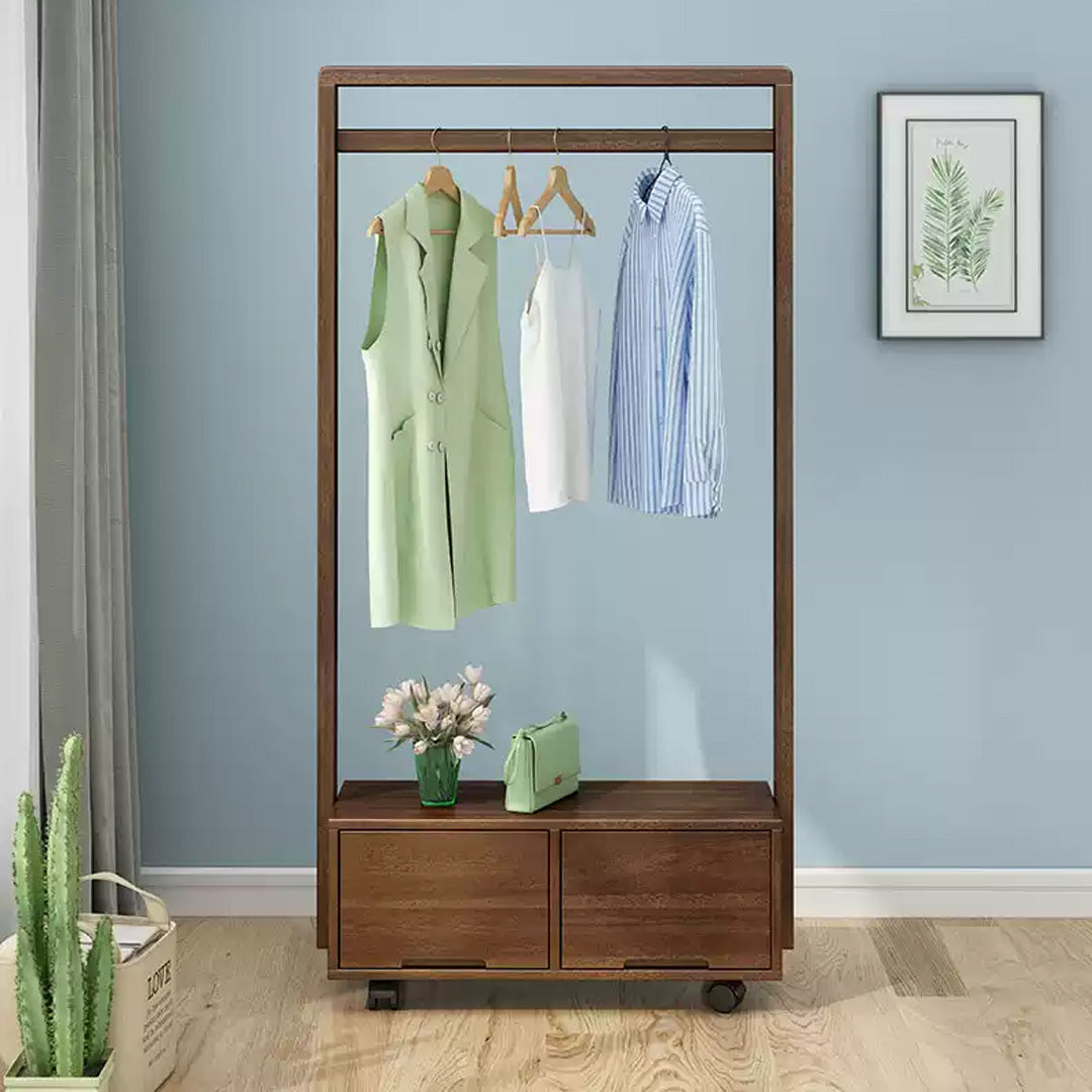 Ashford Walnut Finish Standing Clothes Rack