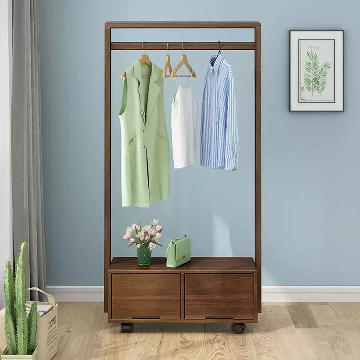 Ashford Walnut Finish Standing Clothes Rack