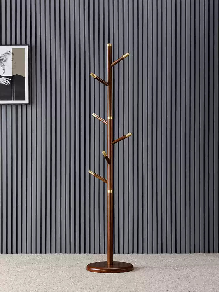 Erik Walnut Coat Stand With Brass Accents