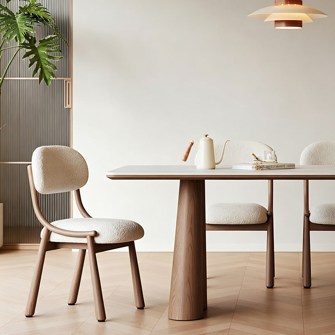 Kael Oak And Ivory Minimalist Dining Table