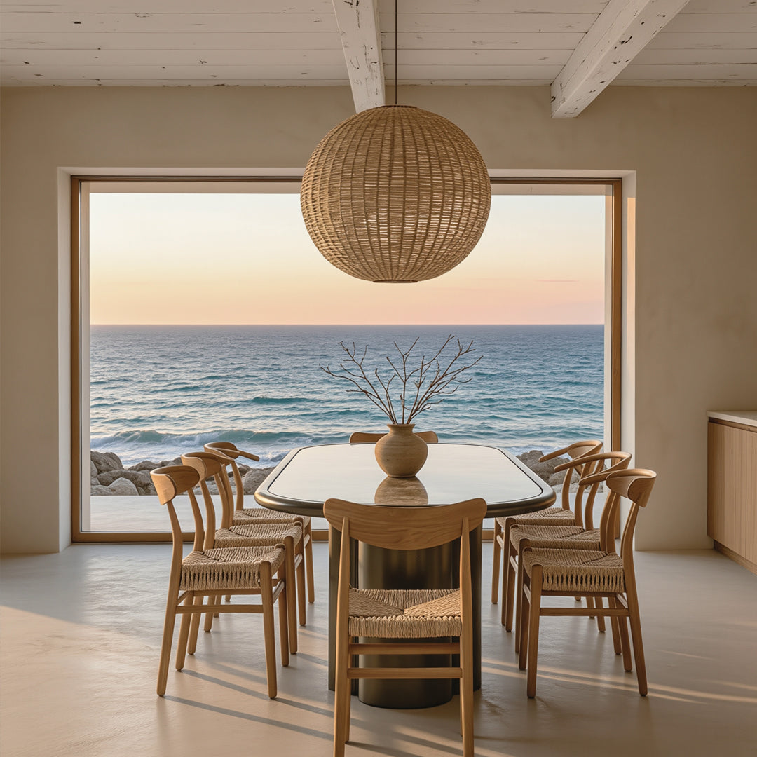 Brune Brown Marble Top Dining Table