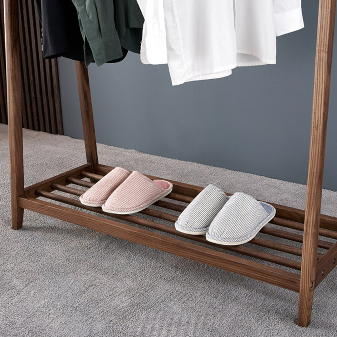 Calvin Walnut Wood Freestanding Clothes Rack