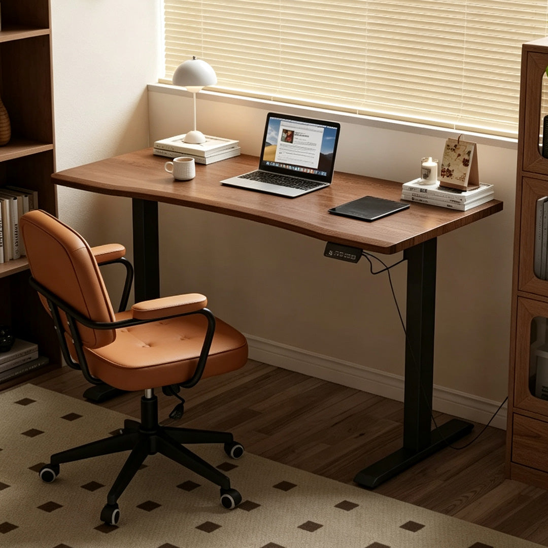 Hardy Walnut Tone And White Curved Office Desk