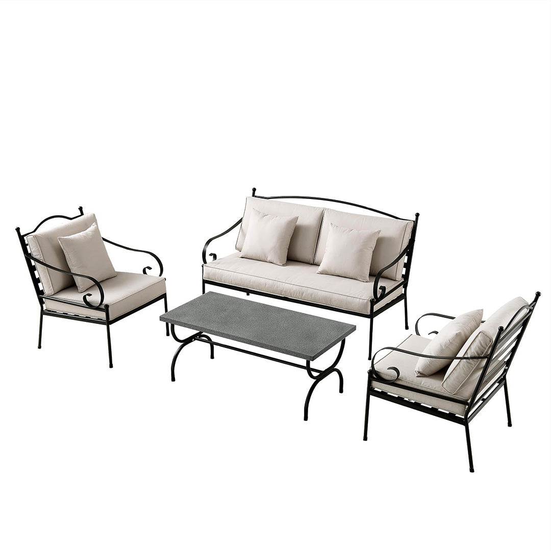 Preston Black & Beige Linen Outdoor Sofa Set