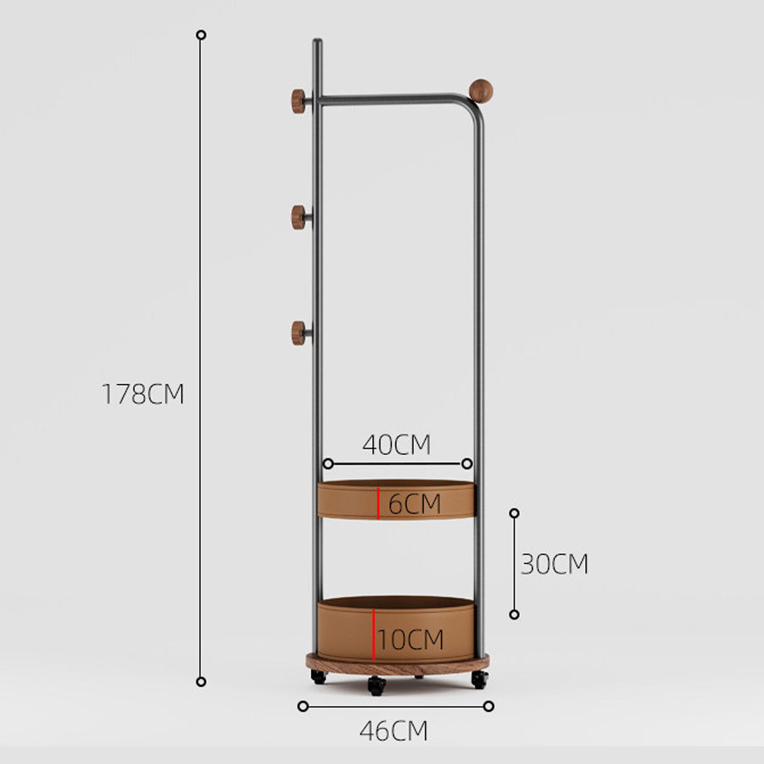 Garrett Matte Black Metal And Brown Circular Rack Stand