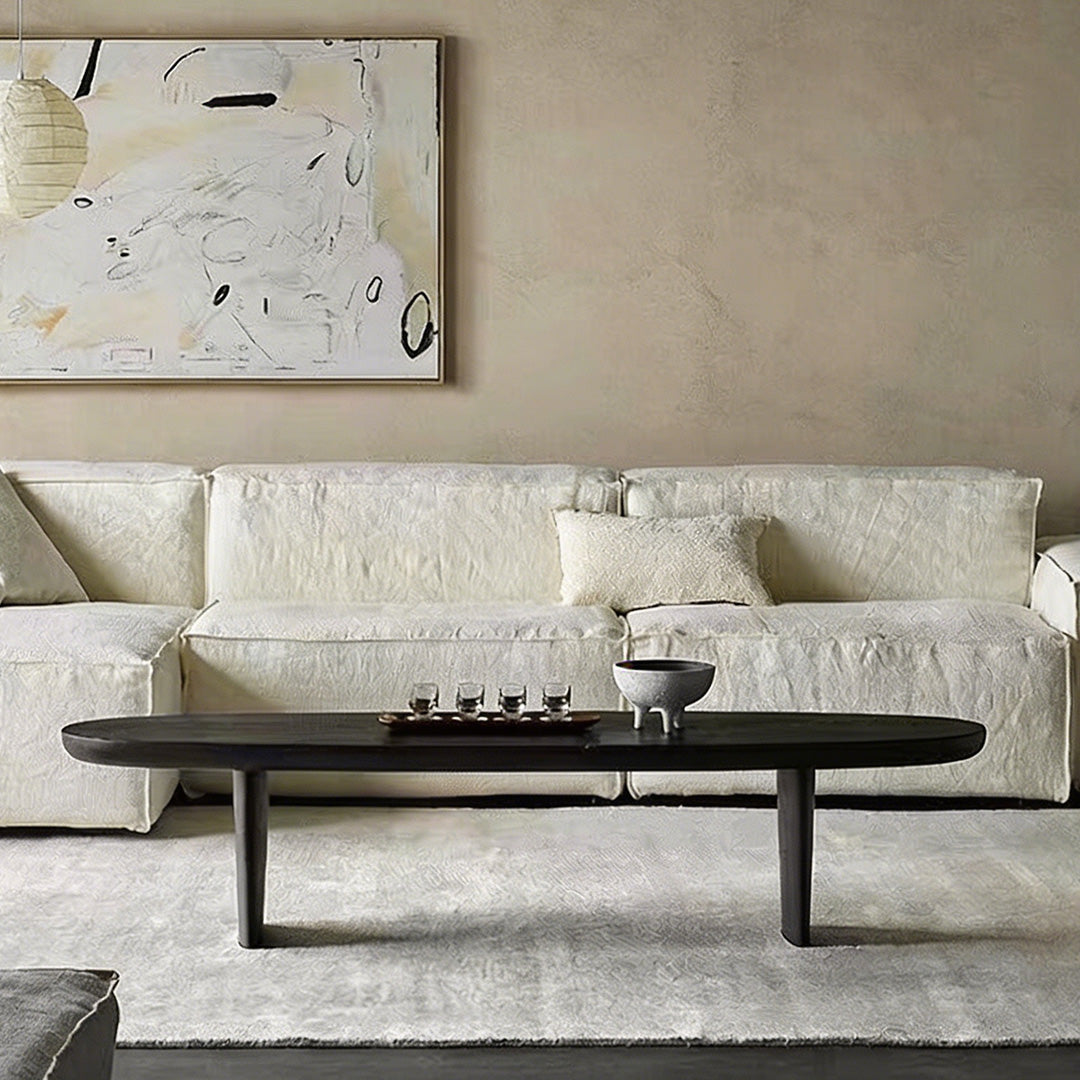 Carew Black Solid Wood Oval Coffee Table