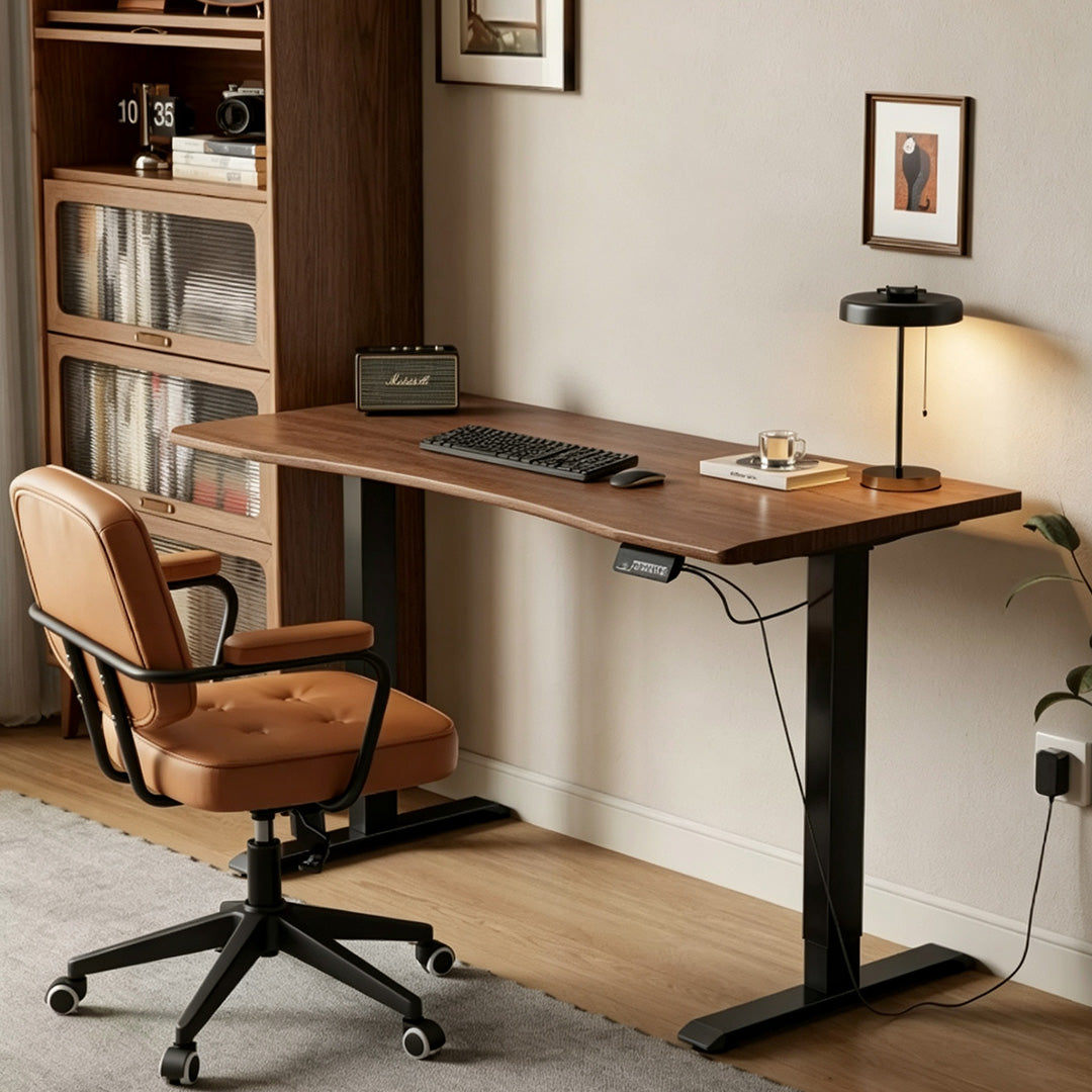 Hardy Walnut Tone And White Curved Office Desk