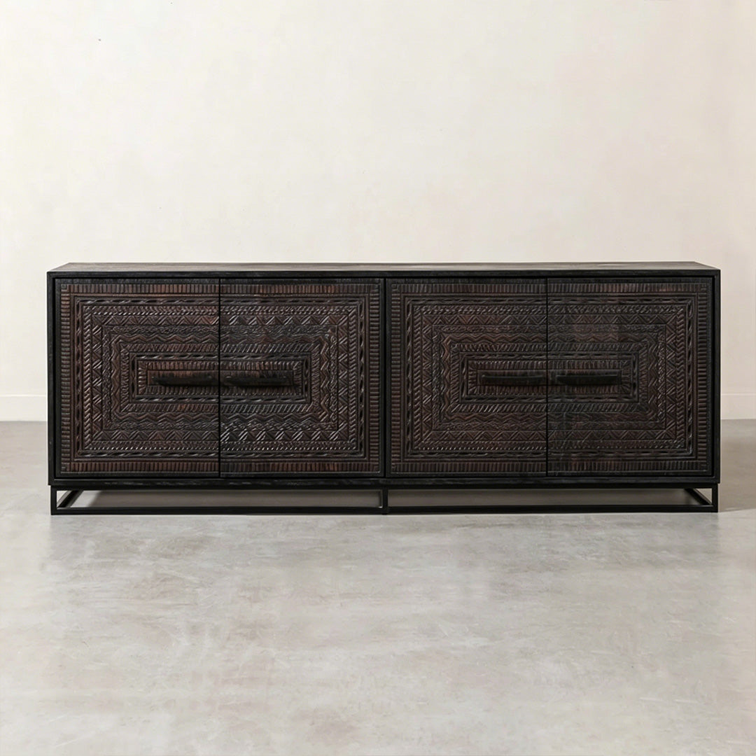 Marcus Black Carved Wood Sideboard