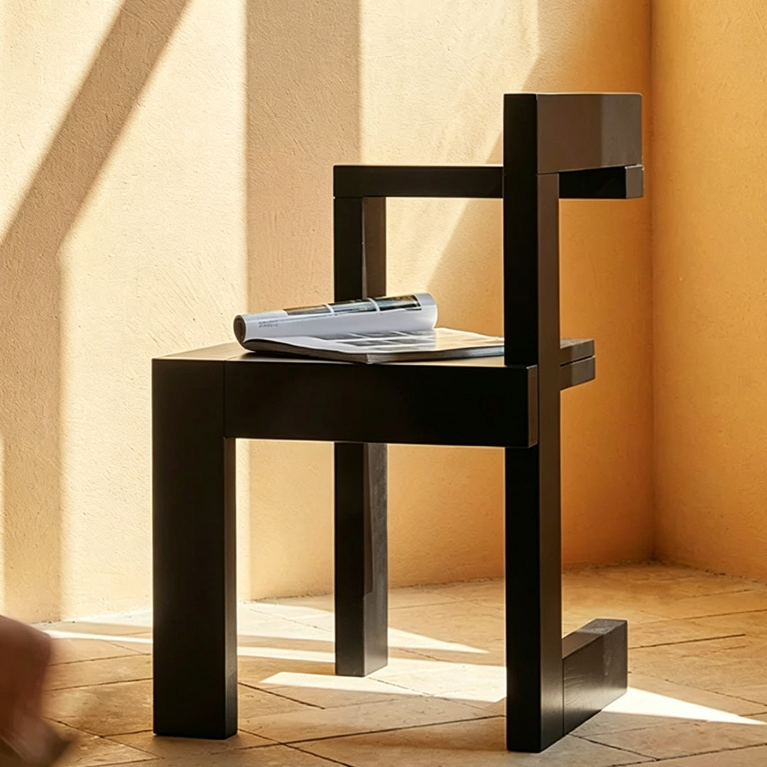 Brock Black Oak Geometric Armchair