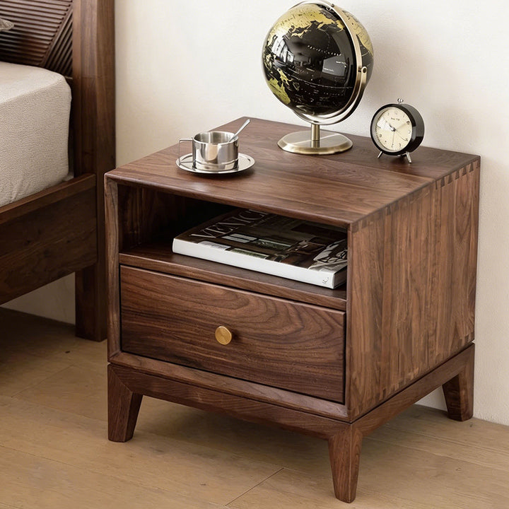 Elowen Walnut Wood Carved Bed Frame