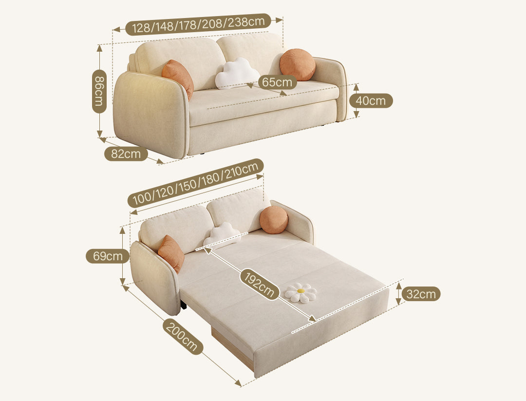 Modern Cream Style Multi-functional Foldable Sofa Bed