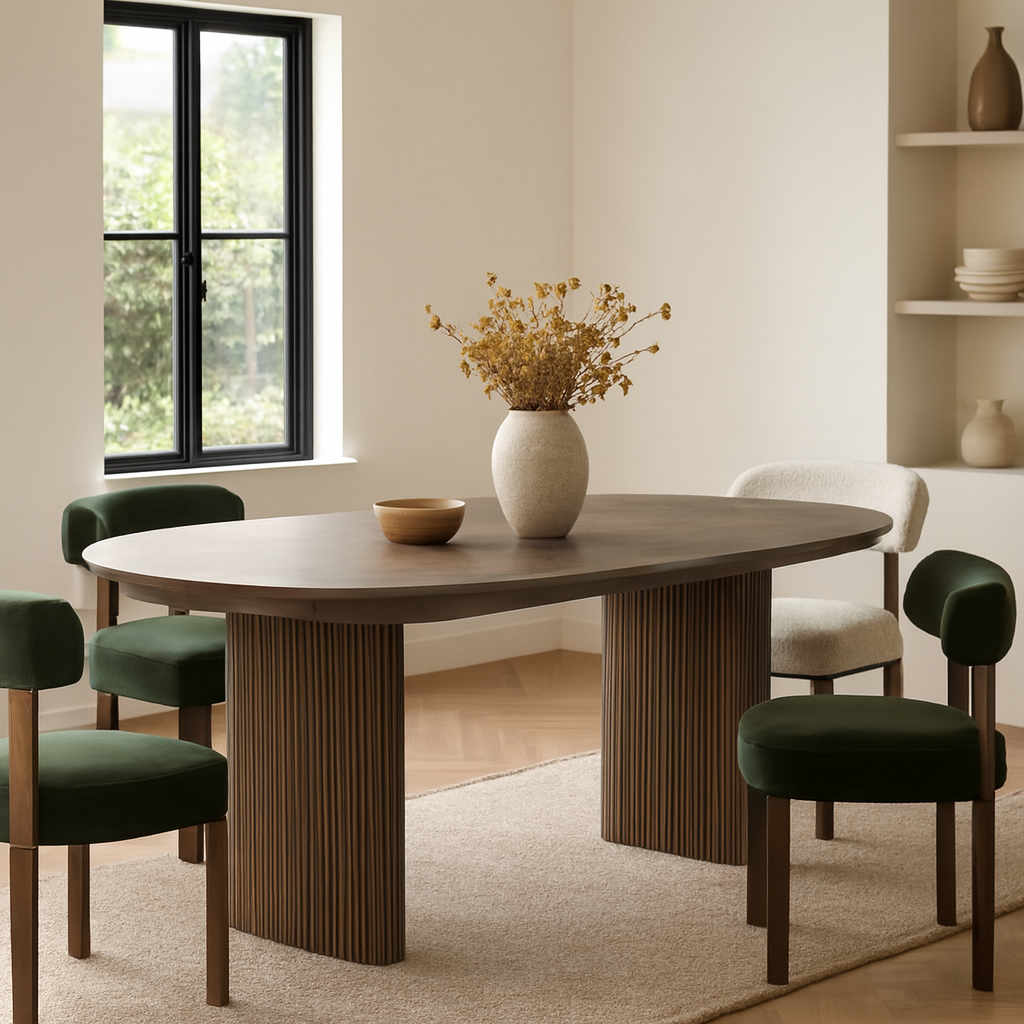 Maru Oval Extending Dining Table for 6-8 People - Silver Oak 场景图