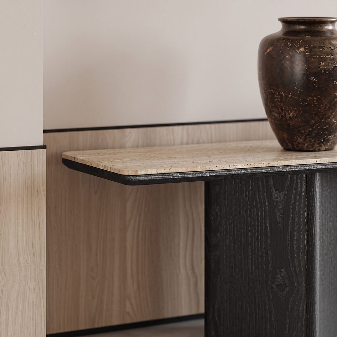 Luna Black or Walnut Sintered Stone Console Table 产品图 11
