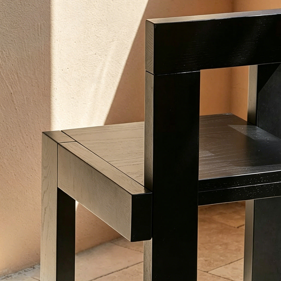 Brock Black Oak Geometric Armchair