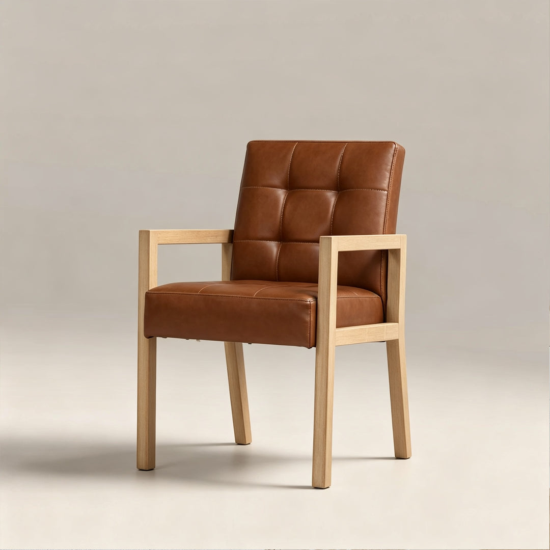 Ashford Cognac Leather Armchair ,Wood