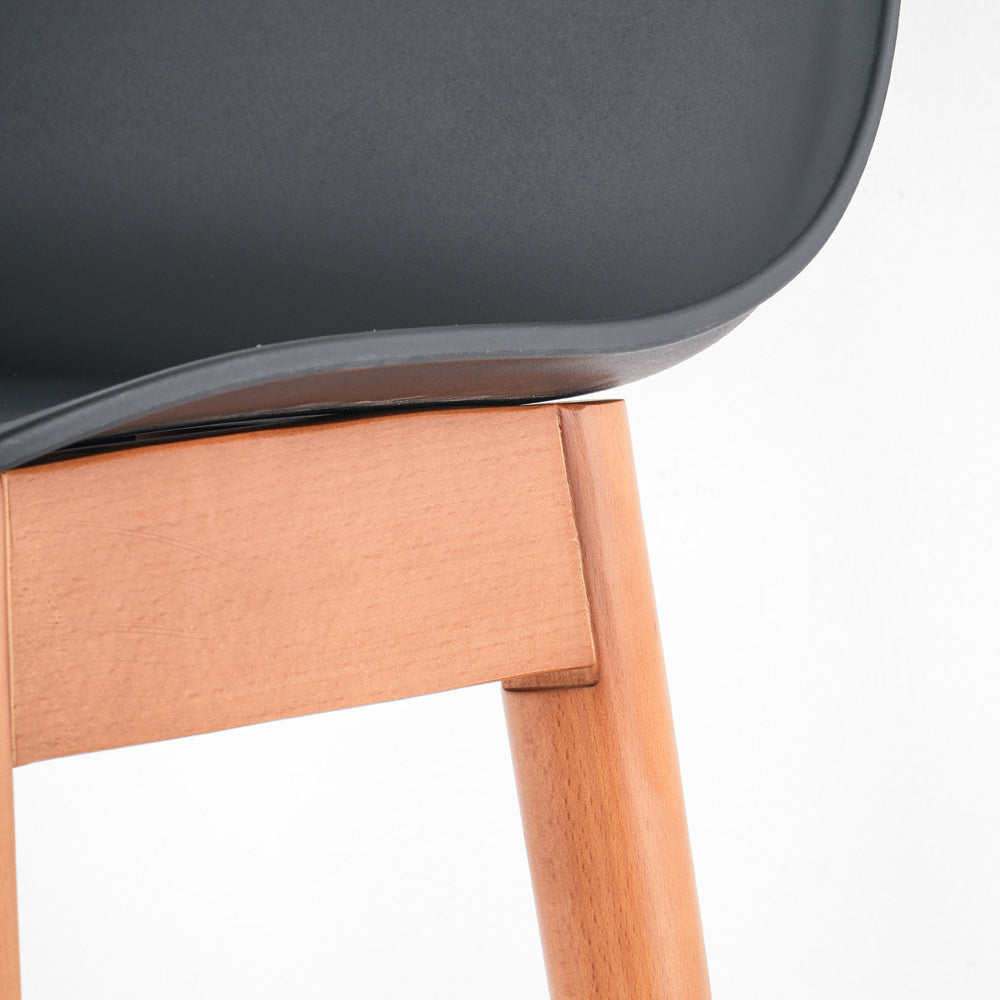 Laurel Black Molded Seat Bar Stool With Wood Legs