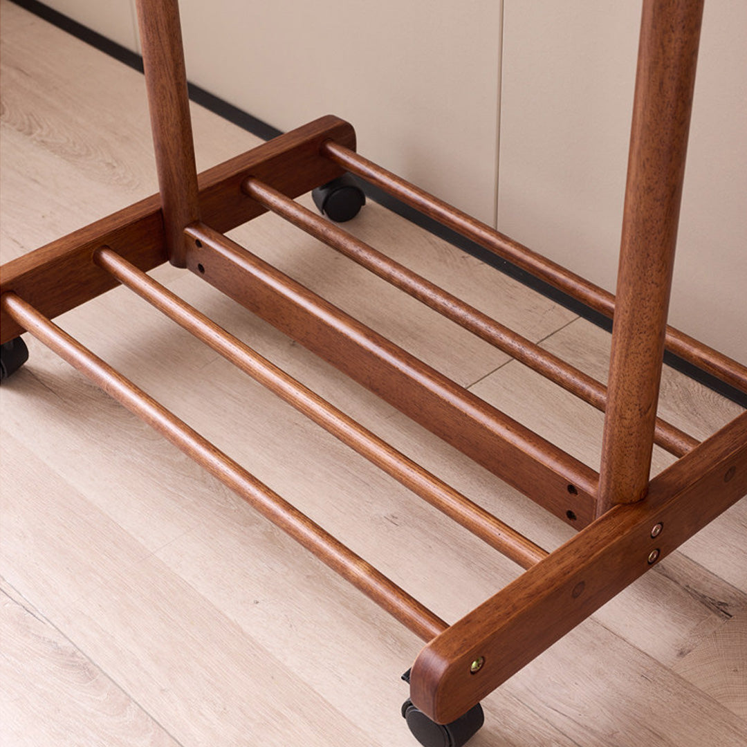 Holger Walnut Wood Rolling Garment Rack