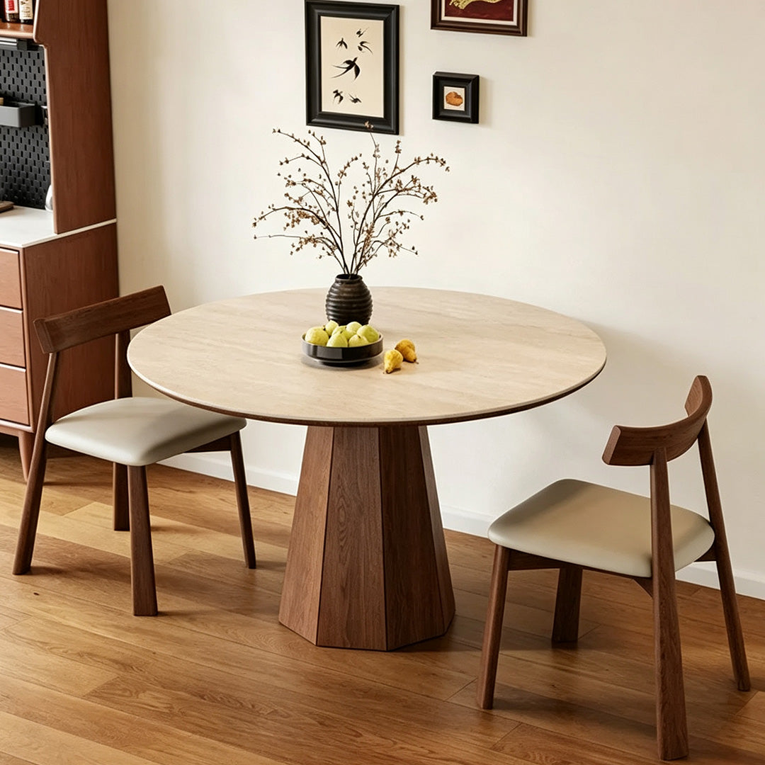 Keane Walnut Pedestal Round Dining Table With White Top