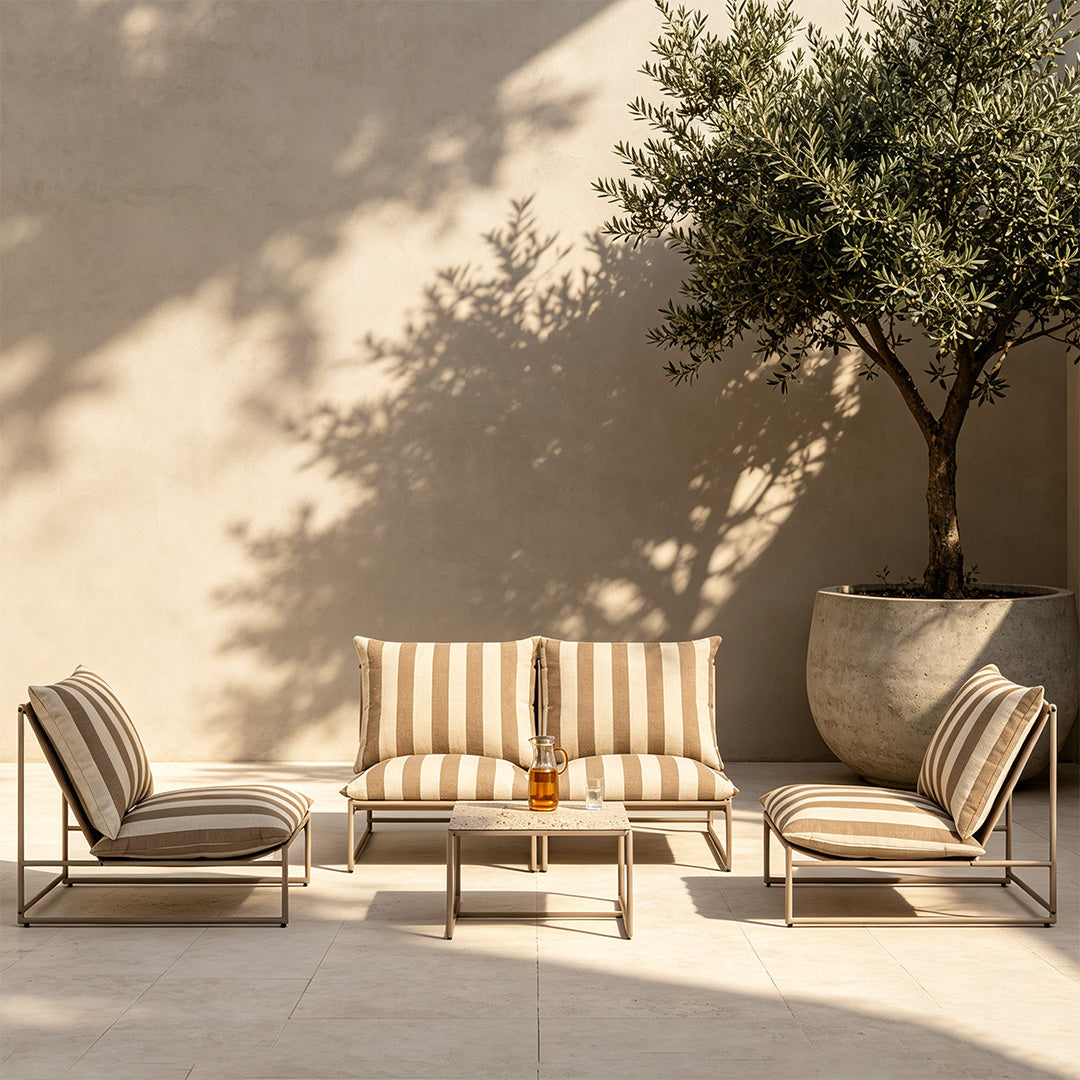 Fulbourn Beige Striped Outdoor Lounge Set
