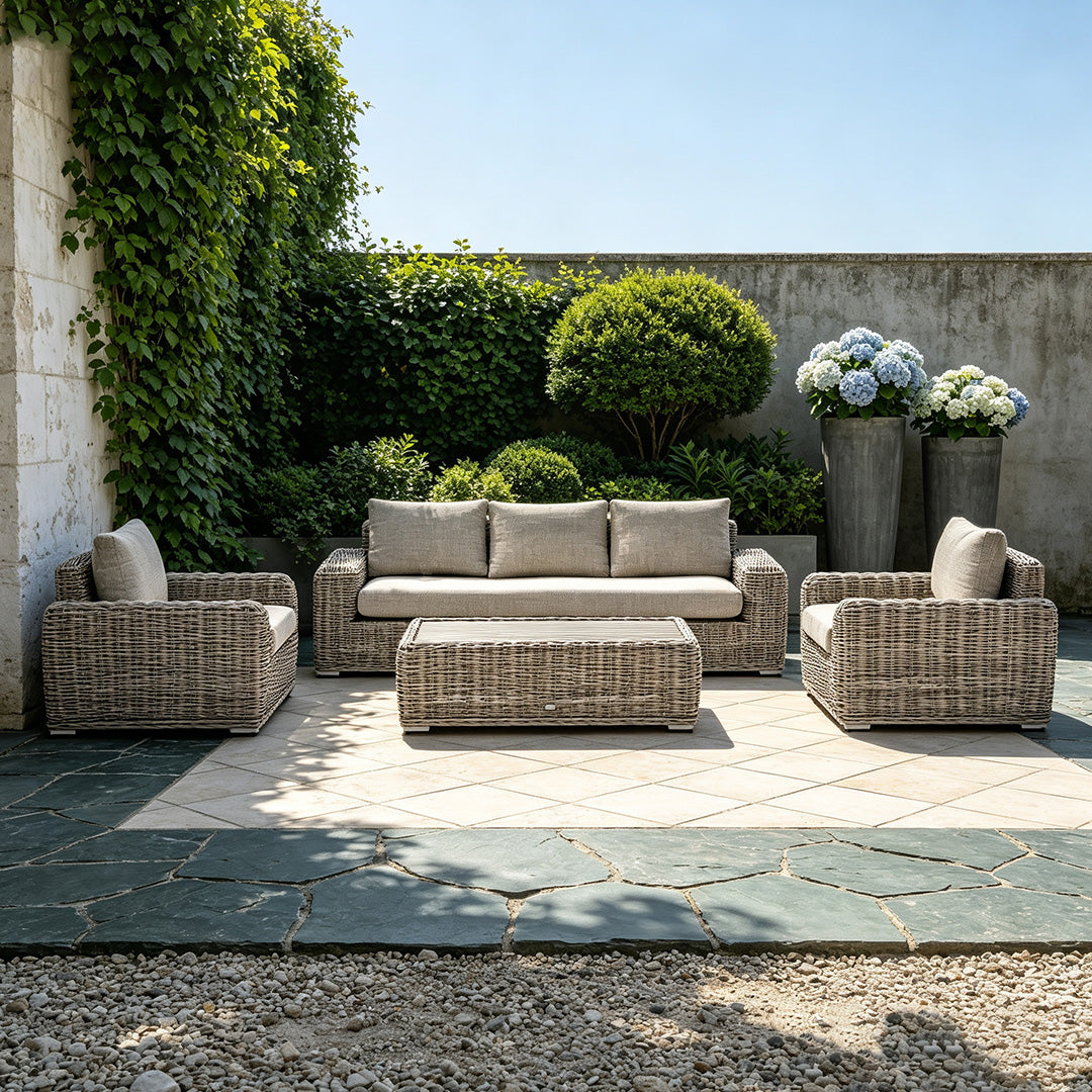 Ellery Grey Wicker Outdoor Sofa Set