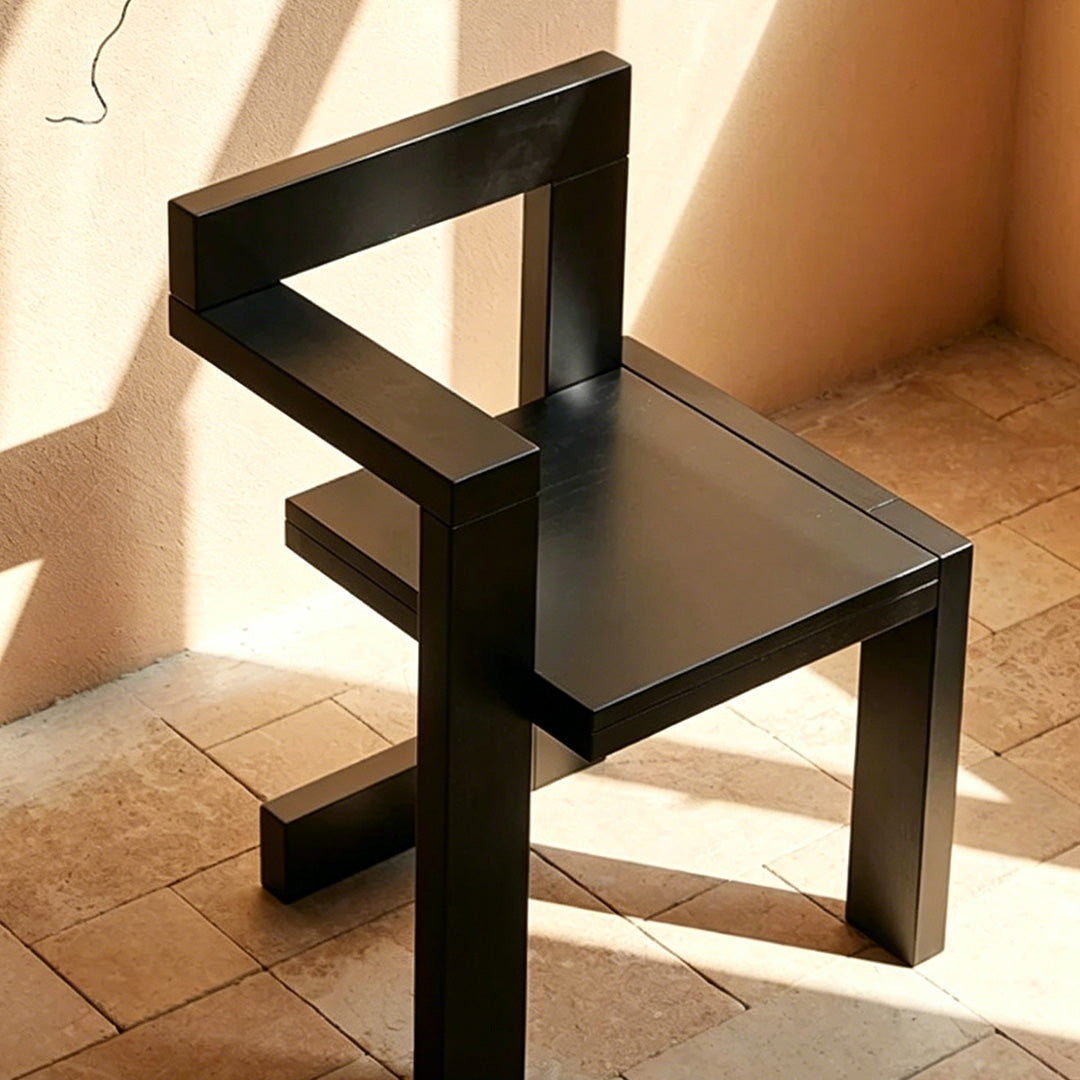 Brock Black Oak Geometric Armchair