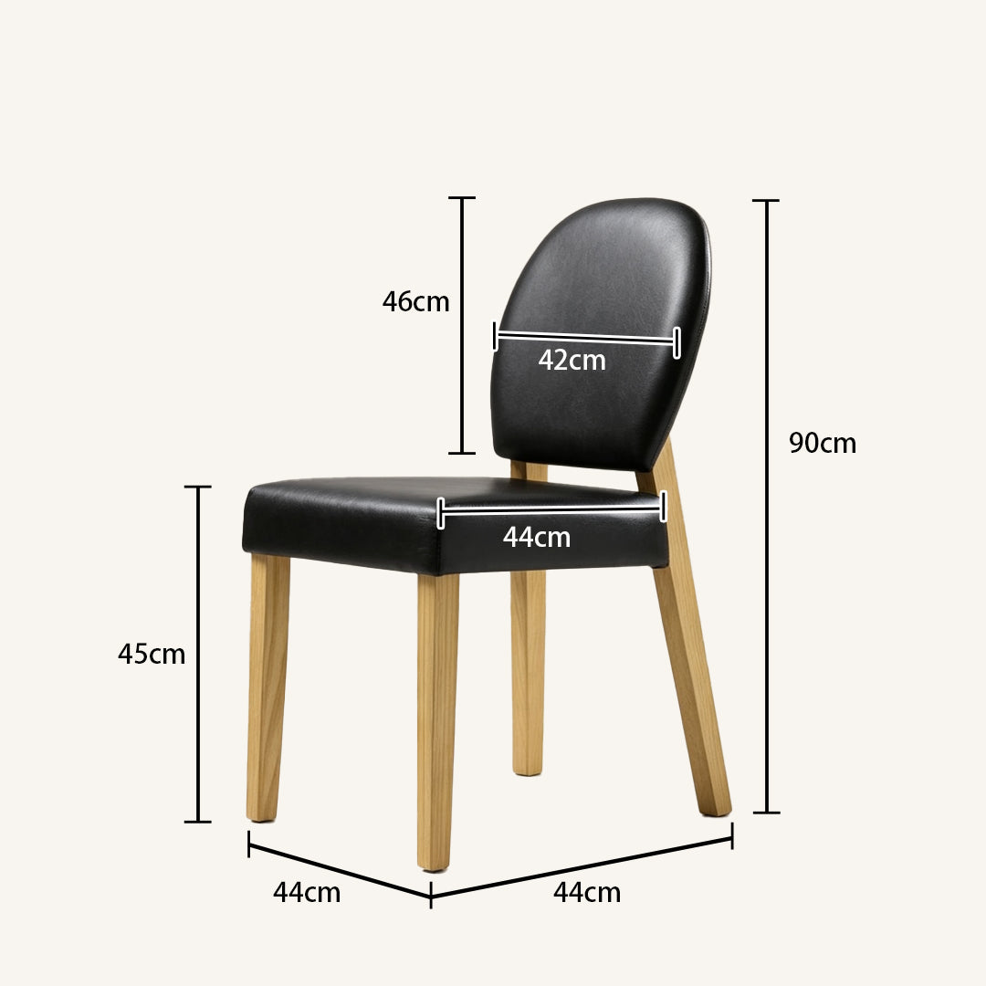 Laurel Black Leather and Oak Dining Chair