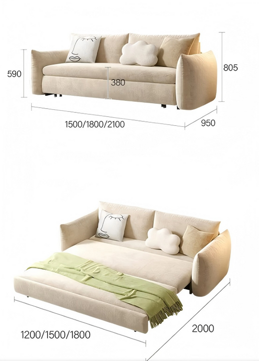 Modern Cream Style Multi-functional Foldable Sofa Bed