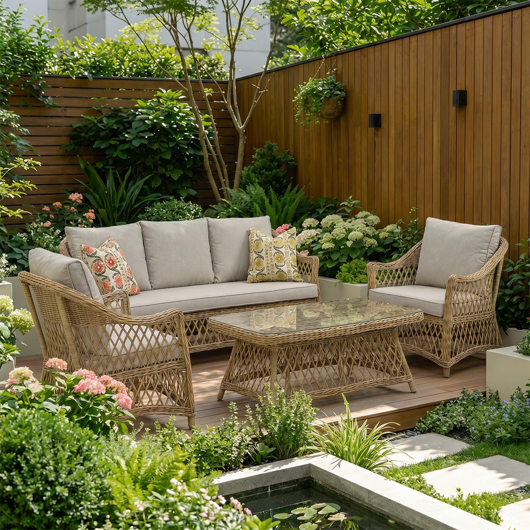 Samuel Natural Rattan Outdoor Sofa Set