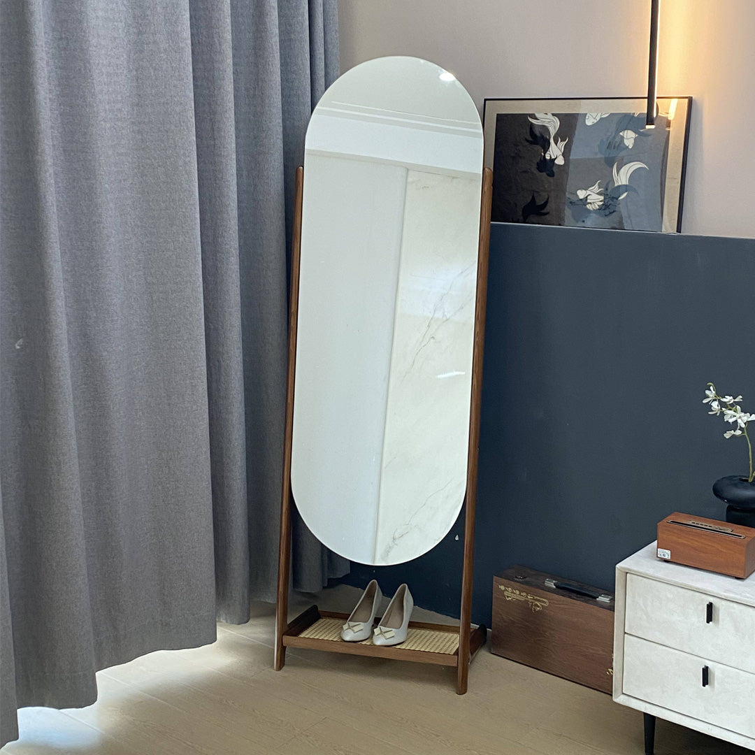 Maribel Walnut Frame Freestanding Mirror