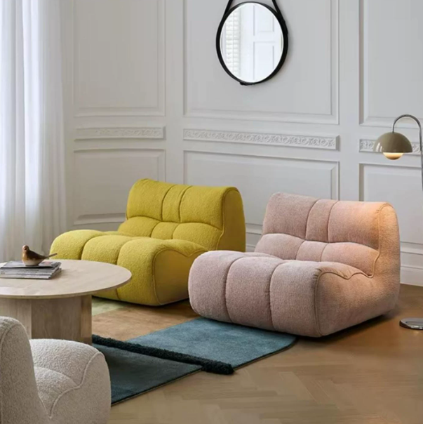 Freehand Caterpillar Sofa for Bedroom and Living Room, Creamy Style Lazy Relaxing Single Recliner