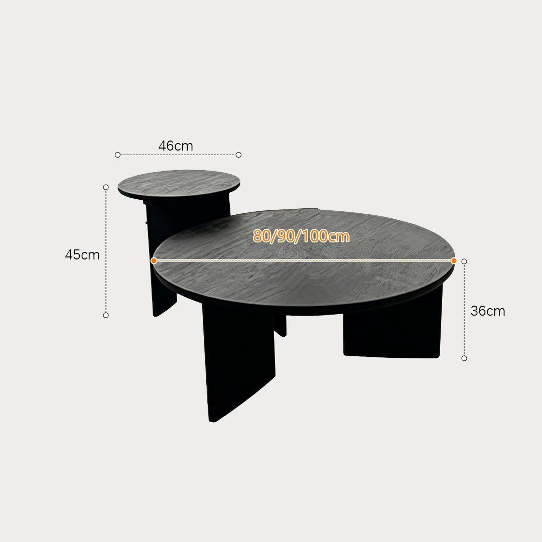 Camden Black Wood Round Coffee Tables Set
