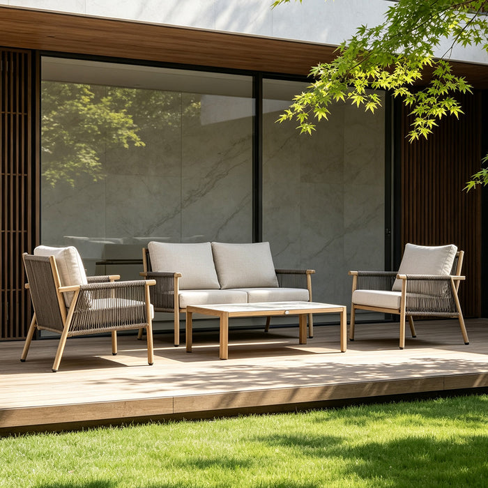 George Taupe Rope Outdoor Sofa Set