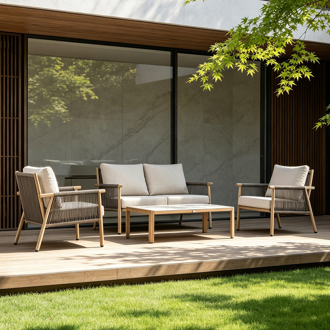 George Taupe Rope Outdoor Sofa Set